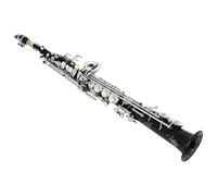 Saxofón soprano para principiantes, cuerpo de latón B, plano, recto, instrumento profesional con piezas y accesorios (B)