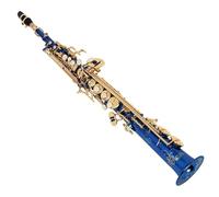 Saxofón soprano para principiantes, cuerpo de latón, saxofón plano y recto, instrumento profesional con piezas y accesorios (C)