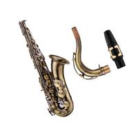 Saxofón Tenor Bb Con Acabado Antiguo, Cuerpo De Latón, Instrumento De Viento De Madera Blanco Con Estuche De Transporte, Guantes, Correas Para El Cuello Beginner Saxofón