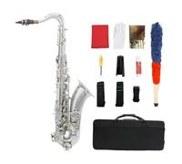 Saxofón Tenor Bb, Conjunto De Saxofón De Cuerpo De Latón Con Estuche, Accesorio Para Saxofón, Instrumentos Profesionales De Viento De Madera (Color : Silver)