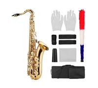 Saxofón Tenor Bb, Cuerpo De Latón, Instrumento De Viento De Madera Con Superficie Lacada En Oro, Con Estuche De Transporte, Accesorios
