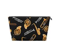 Saxofón Trombón Música Negro, Bolsa de artículos de tocador Bolsa de Maquillaje Bolsa de cosméticos Bolsa de artículos de tocador de Viaje portátil