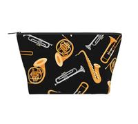 Saxofón Trombón Música Negro, Bolsa de artículos de tocador Bolsa de Maquillaje Bolsa de cosméticos Bolsa de artículos de tocador de Viaje portátil