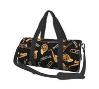 Saxofón Trombón Música Negro, Bolsa de Viaje de Gran Capacidad, Bolso Redondo, Bolsa de Viaje Deportiva, Bolsa de Mano, Bolsa de Fitness