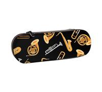 Saxofón Trombón Música Negro, Estuche para lápices Estuche para lápices de Cuero de PU Estuche para lápices de Gran Capacidad Estuche para lápices Bolsa de cosméticos