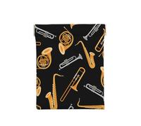 Saxofón Trombón Música Negro, Squeeze Top Wallet Bolsa de Almacenamiento para Mujer Monedero pequeño Bolsa de Cambio