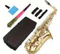 Saxofone Cuerpo De Latón En Tono E Rango Medio Dorado Con Patrón Tallado Calidad Profesional Accesorios