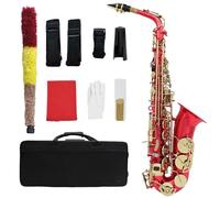 Saxofone Saxofón Alto Cuerpo De Latón Rojo Llave En Mi Bemol Instrumento Viento Madera Profesional Con Estuche Y Accesorios(Abalone Shell Key)