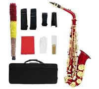 Saxofone Saxofón Alto Cuerpo De Latón Rojo Llave En Mi Bemol Instrumento Viento Madera Profesional Con Estuche Y Accesorios(White Shell Key)