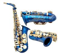 Saxofone Saxofón Alto En Mi Bemol Mayor Cuerpo Azul Teclas Doradas Instrumento Profesional