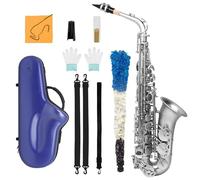 Saxofone Saxofón De Calidad Profesional Con Cuerpo Latón Blanco Y Acabado Esmerilado Afinado En Mi Bemol