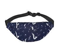 Saxofones con notas musicales, riñonera ajustable para hombres y mujeres, viajes, senderismo, ciclismo, correr, Black, Talla única, Cinturón de dinero