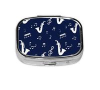 Saxofones de notas musicales, pastillero con 2 compartimentos, organizador portátil