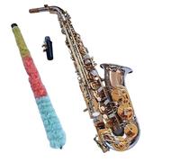 Saxofones Para Principiantes Saxofón alto profesional de alpaca con construcción oro reforzado doble e instrumento llave E cajas embalaje