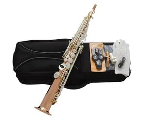 Saxofones Para Principiantes Saxofón Soprano De Tubo Recto Cobre Rosa Con Teclas Plata Satinada En Fa Alto