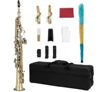 Saxofones Para Principiantes Saxofón Soprano De Tubo Recto En Si Bemol Con Diseño Esculpido Natural Y Funda Hombro(11)