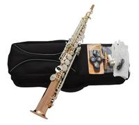 Saxofones Profesionales Saxofón Soprano De Tubo Recto Cobre Rosa Con Teclas Plata Satinada En Fa Alto