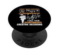 Saxofonista Saxofonista Divertido Saxofón de Jazz I Don't Make Mistakes PopSockets PopGrip Adhesivo