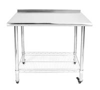 SAXOJONON Banco de Trabajo de 2 Capas con Mesa de Trabajo de Acero Inoxidable con Placa deflectora para Escuela hospitalaria