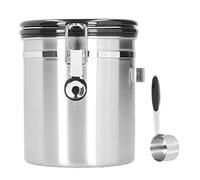 SAXOJONON Bote hermético de acero inoxidable 304 de 1,5 L para granos de café y té, con cuchara incluida. (Plata)