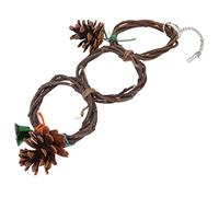 SAXOJONON para Juguetes para pájaros, Anillos para Masticar de Madera de Manzana con Gancho para Colgar, Accesorios duraderos Hechos a Mano para jaulas de Loros para pájaros (3 Anillos)