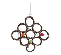 SAXOJONON Red de Escalada para Loros, Madera de Manzana y Material de ratán, Juguete para pájaros Seguro para Masticar, diseño Plegable con Cadena Colgante para Jaula (Vistoso)