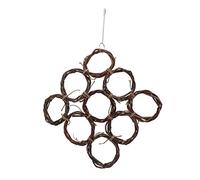 SAXOJONON Red de Escalada para Loros, Madera de Manzana y Material de ratán, Juguete para pájaros Seguro para Masticar, diseño Plegable con Cadena Colgante para Jaula (Versión básica)