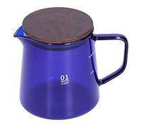 SAXOJONON Taza de té de vidrio de borosilicato, 300ml, 11,9 oz, resistente al calor, taza de café para el hogar, recipiente de agua con tapa (Azul)