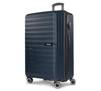 SAXOLINE Maleta rígida pequeña para cabina de equipaje, 39 x 22 x 56 cm, de material ABS resistente de alta calidad, para hombre y mujer, 4 ruedas dobles y candado TSA, serie Fiesta, azul marino,