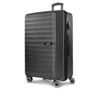 SAXOLINE Maleta rígida pequeña para cabina de equipaje, 39 x 22 x 56 cm, de material ABS resistente de alta calidad, para hombre y mujer, 4 ruedas dobles y candado TSA, serie Fiesta, negro antracita,