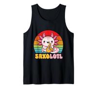 Saxolotl Jugador de saxofón Lindo Juego de palabras Axolotl Camiseta sin Mangas