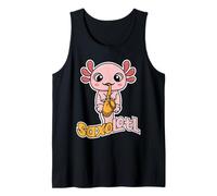 Saxolotl Jugador de saxofón Lindo Juego de palabras Axolotl Camiseta sin Mangas