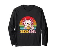 Saxolotl Jugador de saxofón Lindo Juego de palabras Axolotl Manga Larga