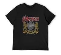 Saxon 40 Years Men Black T-Shirt Print Unisex Cotton tee Shirt L