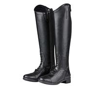 Saxon - Botas de equitación de caña alta modelo Syntovia para mujer (37 EU/Ancha/Corta) (Negro)