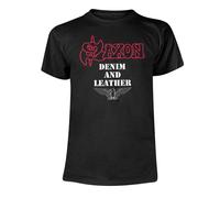 Saxon Camiseta Denim And Leather para Adultos Unisex (PH1685)