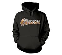 Saxon Capucha Crusader Band Logo British Metal Nuevo Oficial De Los Hombres Size L