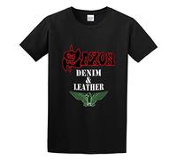Saxon Denim and Leather Standard Pure Cotton Funny Fashion Outdoor T-Shirt Black S
