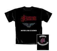 Saxon Denim & Leather T-Shirt L