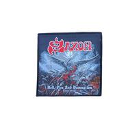 Saxon - Hell, Fire And Damnation - Parche de cinta - Halle15Clothes, negro rojo, 10x10