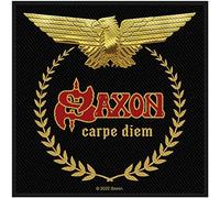 Saxon - Parche Diseño Estándar Carpe Diem (Talla Única) (Negro, Dorado, Rojo)