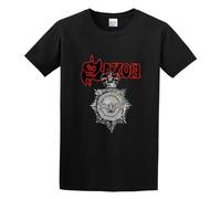 Saxon 'Strong Arm of The Law' Men Black T-Shirt Print Unisex Cotton tee Shirt L