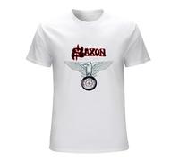 Saxon Wheels of Steel - Camiseta de manga corta para hombre, blanco, XL