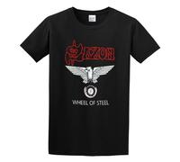 Saxon Wheels of Steel Men Black T-Shirt Print Unisex Cotton tee Shirt S
