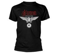 Saxon 'Wheels Of Steel' (Negro) Camiseta - ¡NUEVO Y OFICIAL