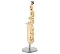 Saxophe Saxofón Réplica de Saxofón Alto en Miniatura con Soporte y Estuche Adornos de Modelo de Instrumento Chapados en Oro