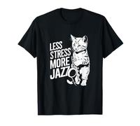 Saxophone Cat Less Stress More Jazz Camiseta