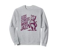 Saxophone Cat Less Stress More Jazz Sudadera