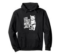 Saxophone Cat Less Stress More Jazz Sudadera con Capucha