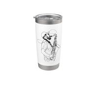 Saxophone Guy One Line Drawing Jazz Music for Boys Vaso térmico de acero inoxidable de doble pared